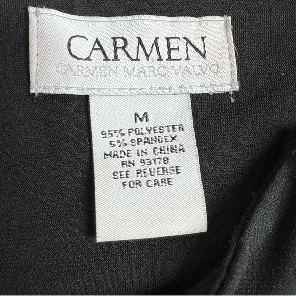 Carmen Marc Valvo Black With Silver Chain & Zipper Detail Sleeveless Top Size M - Picture 8 of 13